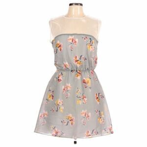 Trafaluc by Zara Dress Size L Sheer Top Floral Skirt Open Back Elastic Waist